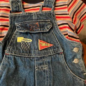 OVERALLS SHORTS AND TOP PLAYING BASKETBALL MICKEY